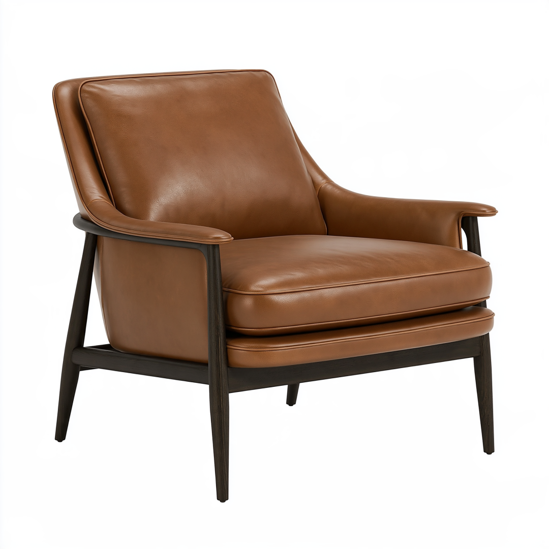 Fauteuil 78 x 84 x 92 cm en similicuir marron style contemporain avec accoudoirs