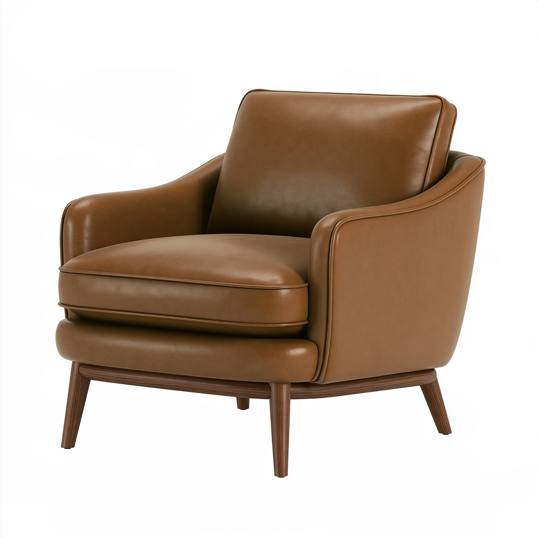 Fauteuil 82 x 86 x 88 cm en similicuir marron style contemporain
