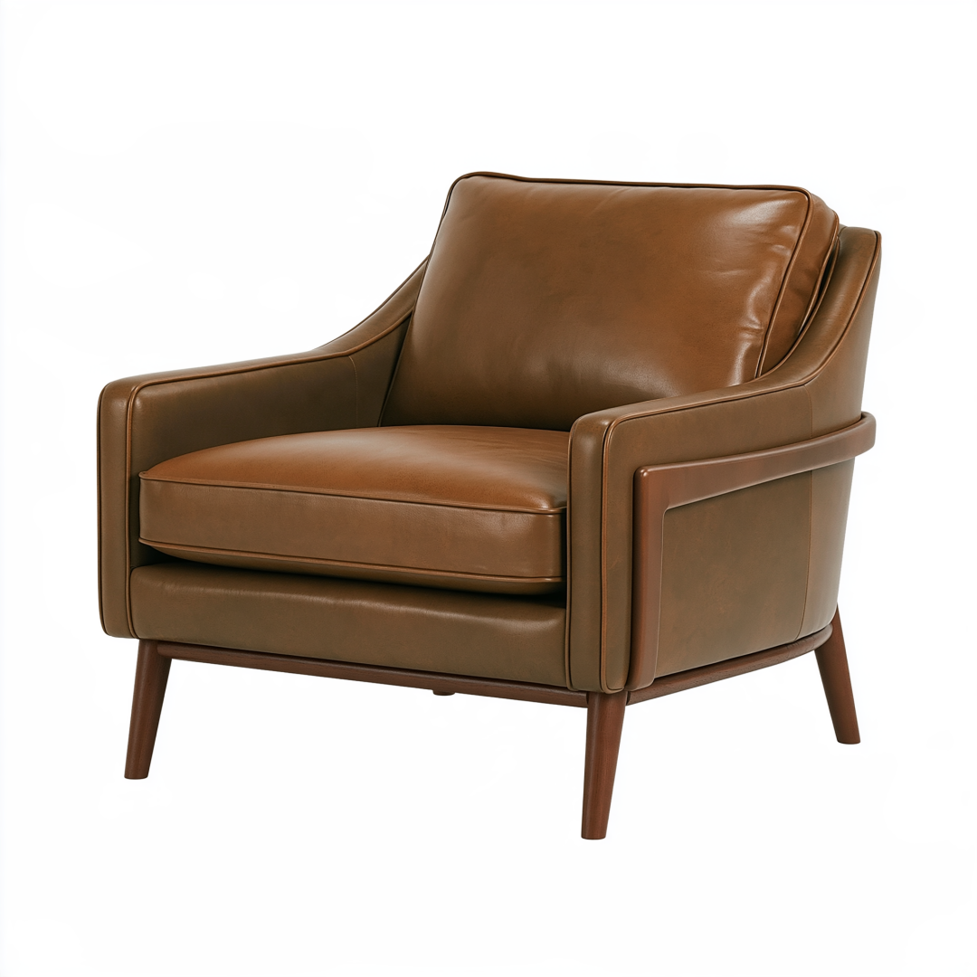 Fauteuil 90 x 85 x 88 cm marron aspect cuir style contemporain