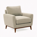 Fauteuil 85 x 88 x 90 cm en tissu beige avec pieds en bois style moderne