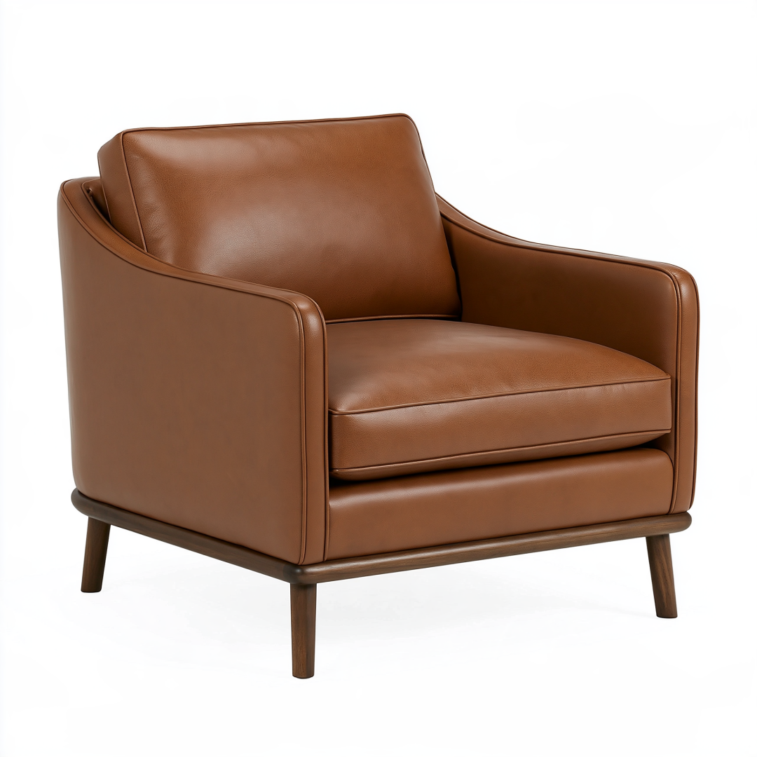 Fauteuil 82 x 84 x 80 cm aspect cuir marron style contemporain