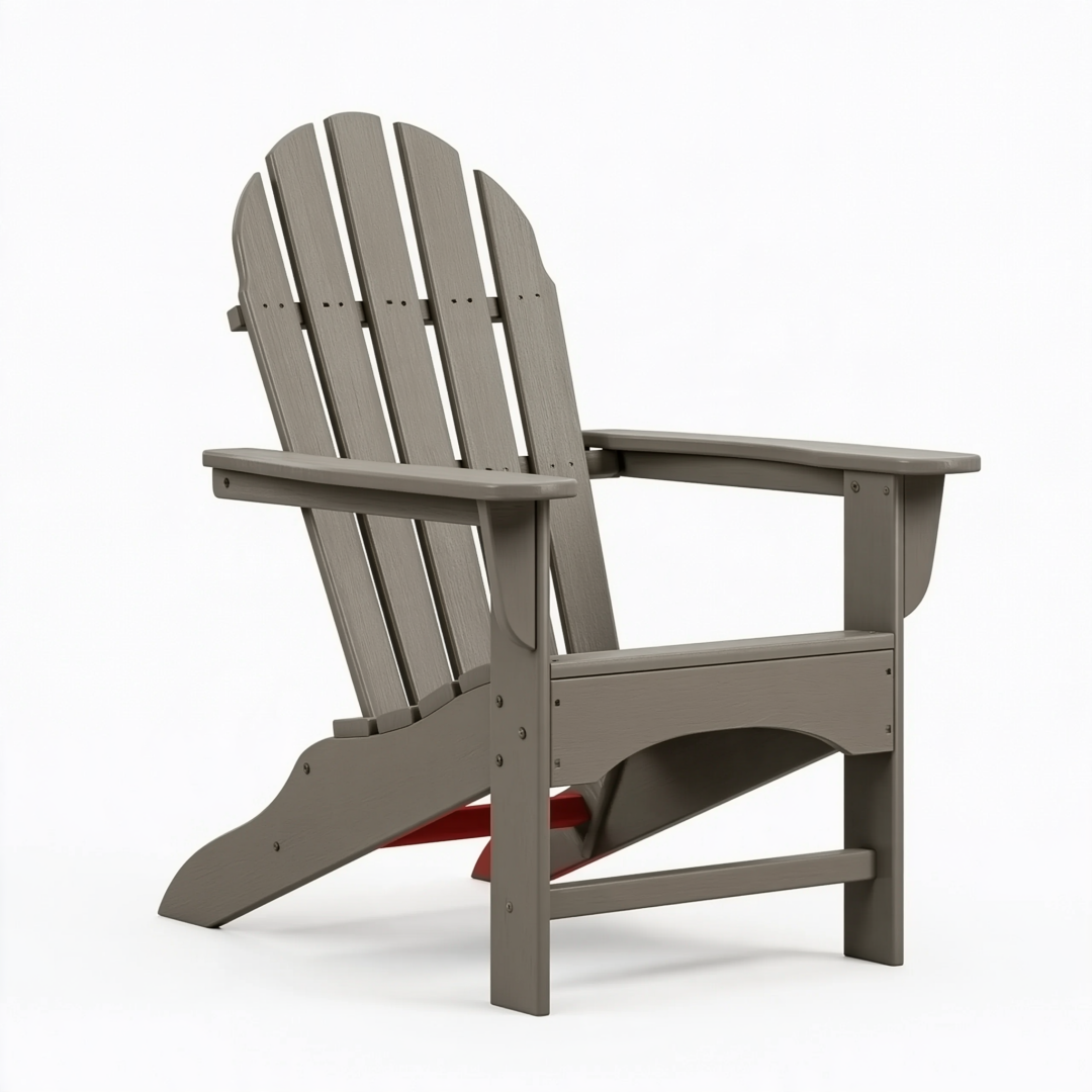 Fauteuil de jardin Adirondack 82 x 90 x 100 cm en bois peint gris style relaxant
