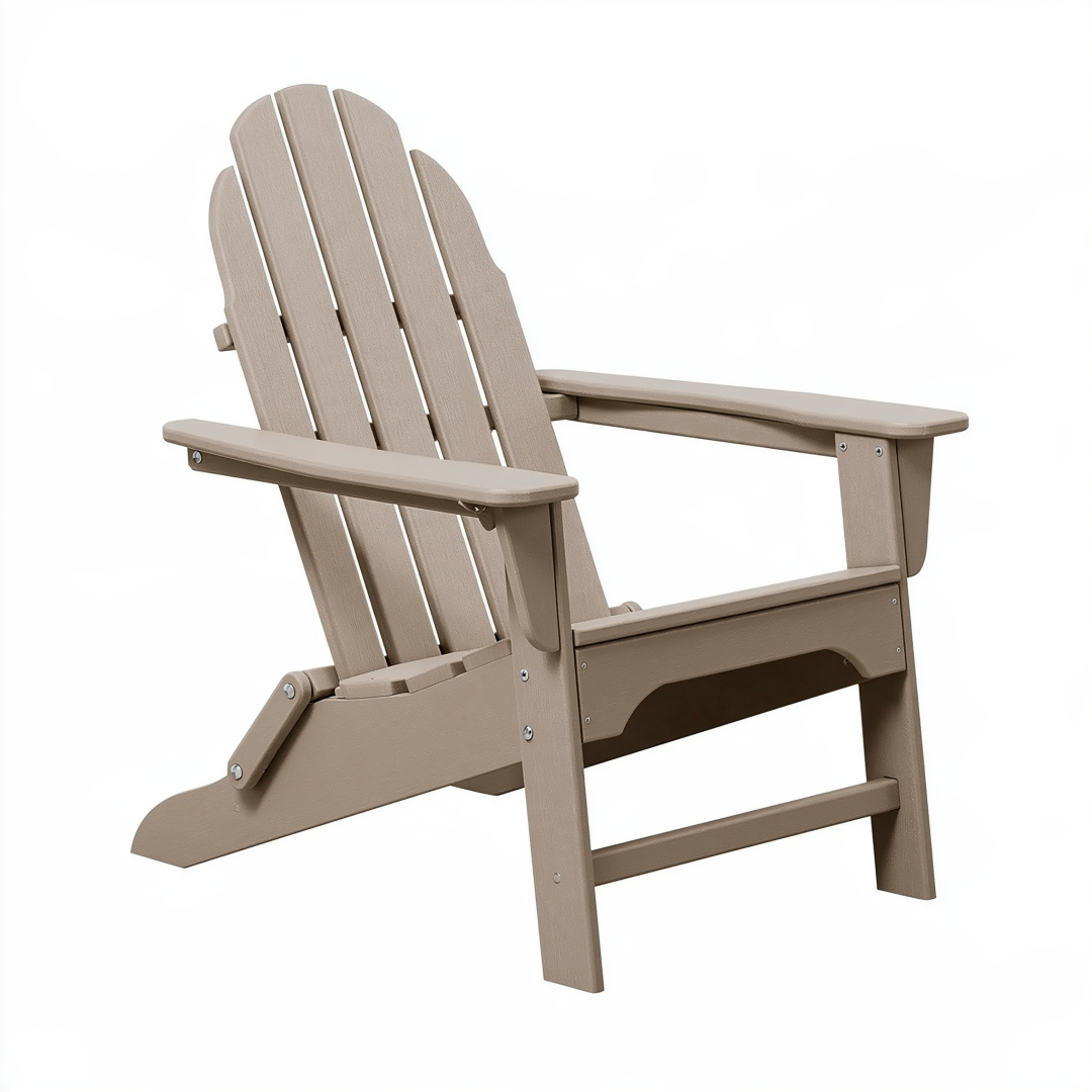 Fauteuil de jardin Adirondack 80 x 76 x 100 cm en plastique taupe à dossier inclinable