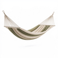 Hamac 300 x 100 cm en coton vert et beige avec barres d'écartement pour jardin
