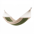 Hamac 300 x 140 cm en coton vert et beige avec barres pour jardin