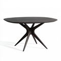 Table à manger ovale 200 x 100 cm en bois brun foncé style contemporain