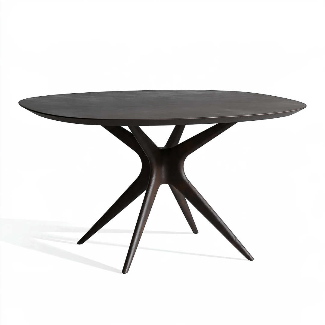 Table à manger ovale 200 x 100 cm en bois brun foncé style contemporain