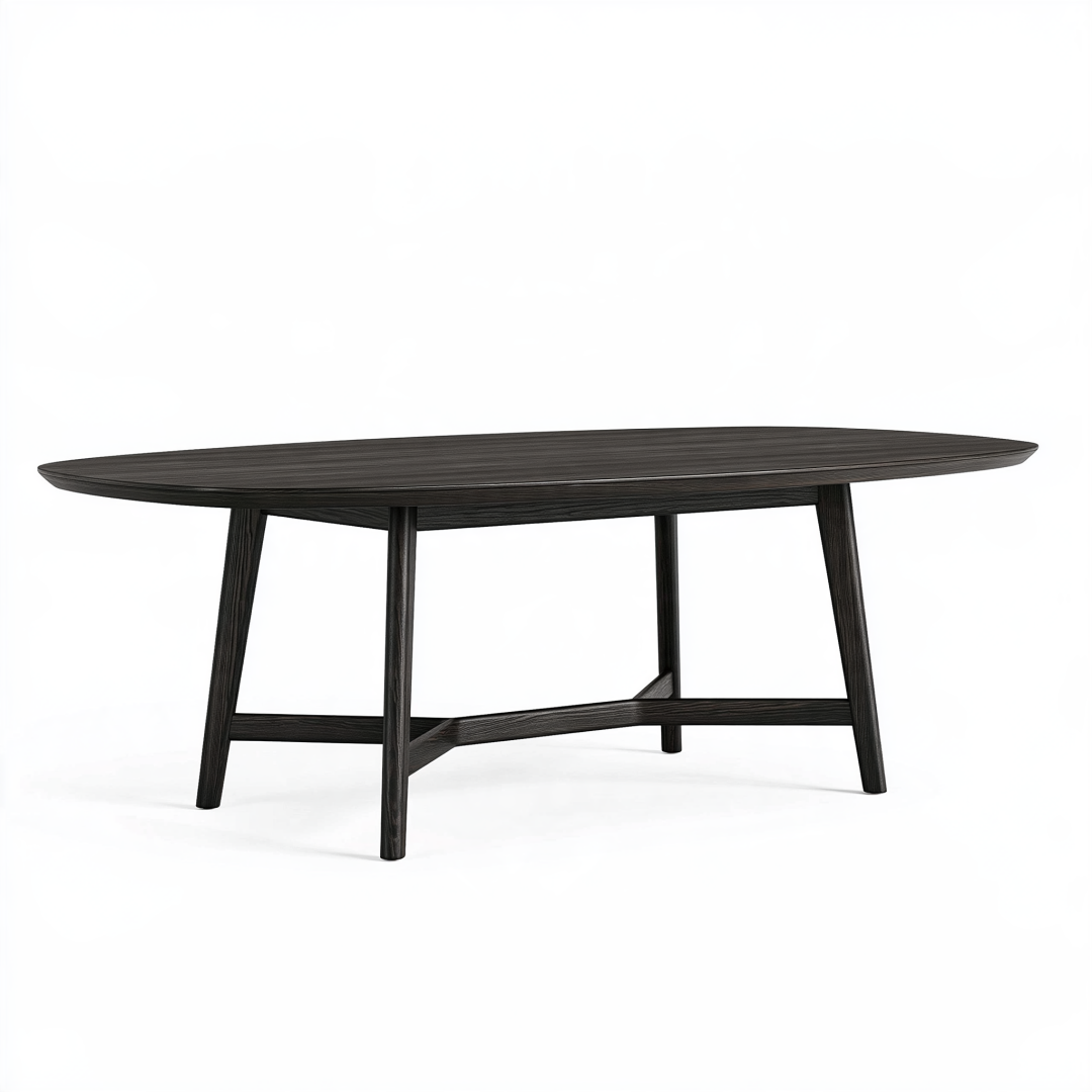 Table à manger ovale 180 x 90 x 75 cm en bois noir style contemporain