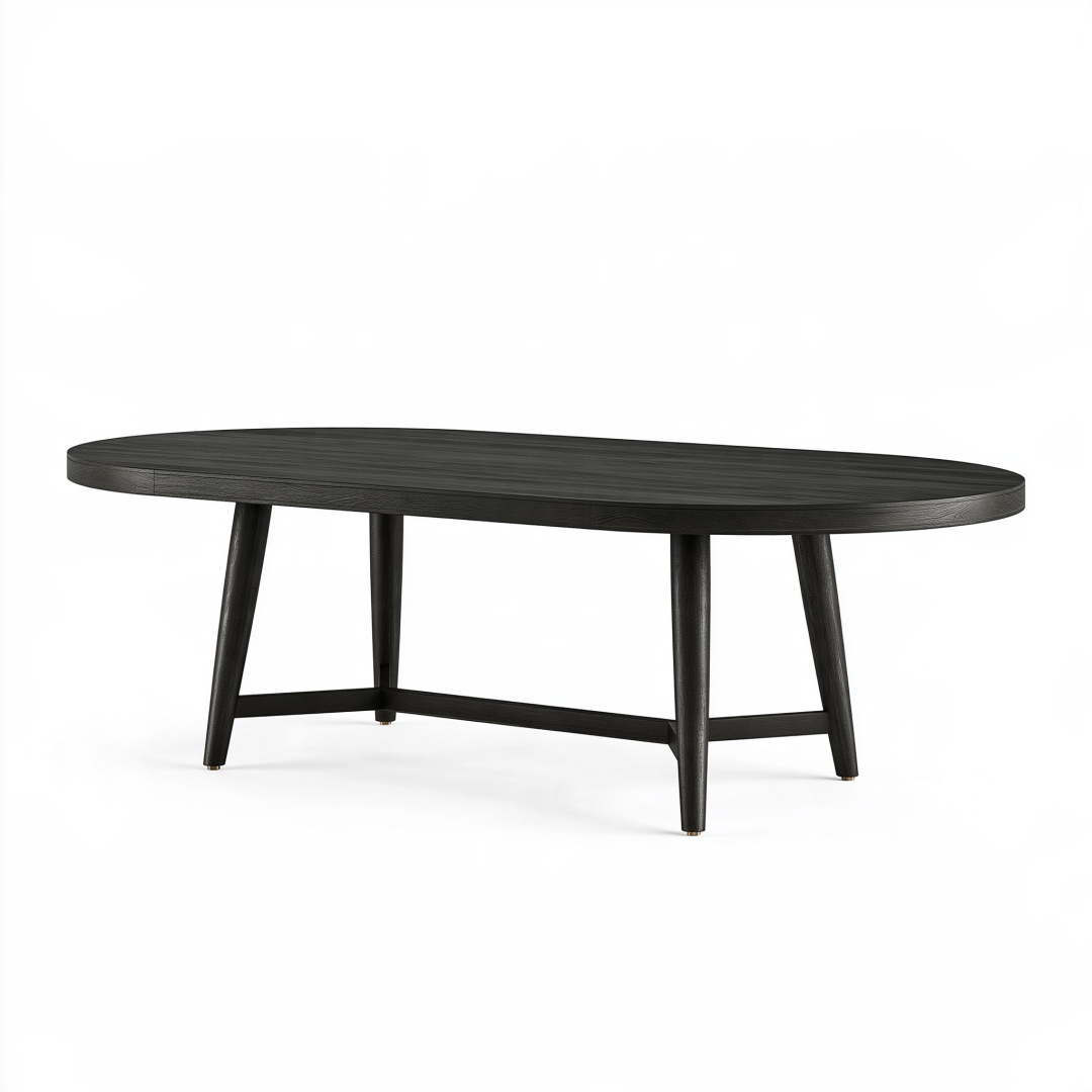 Table à manger ovale 200 x 100 x 75 cm en bois noir style contemporain