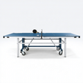 Table de tennis de table 274 x 152.5 cm bleue en acier avec roulettes pliable