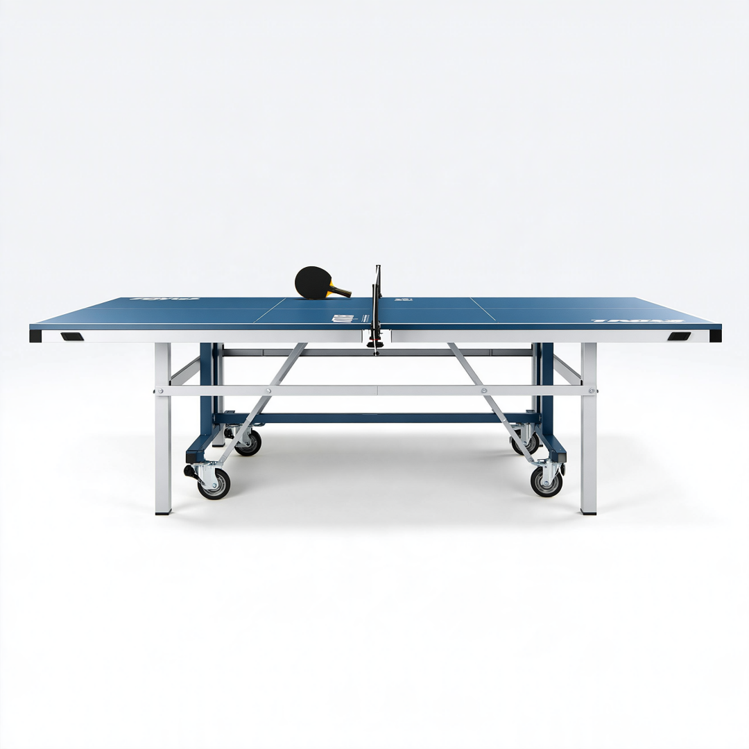 Table de tennis de table 274 x 152.5 cm bleue en acier avec roulettes pliable