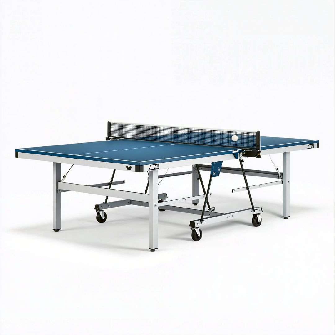 Table de tennis de table 274 x 152.5 x 76 cm bleue en acier pliable à roulettes