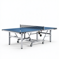 Table de tennis de table 274 x 152.5 x 76 cm bleue en métal pliante avec roulettes