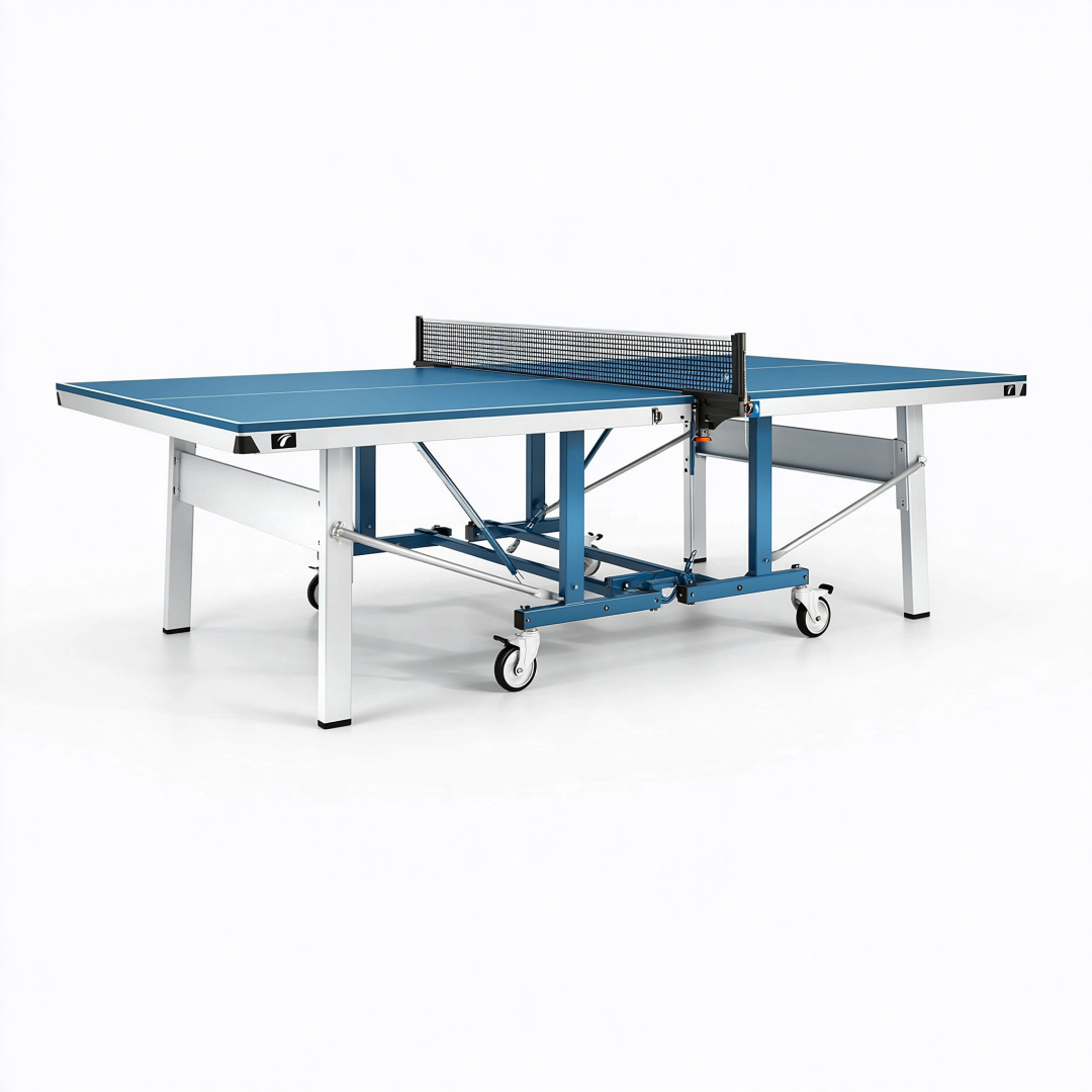 Table de tennis de table 274 x 152.5 x 76 cm bleue en MDF pliable à roulettes
