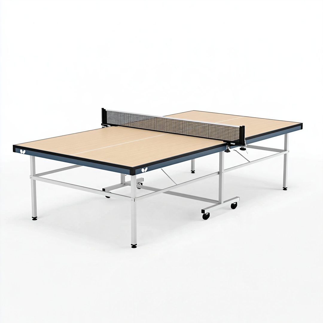 Table de tennis de table 274 x 152.5 x 76 cm plateau beige structure en acier pliable